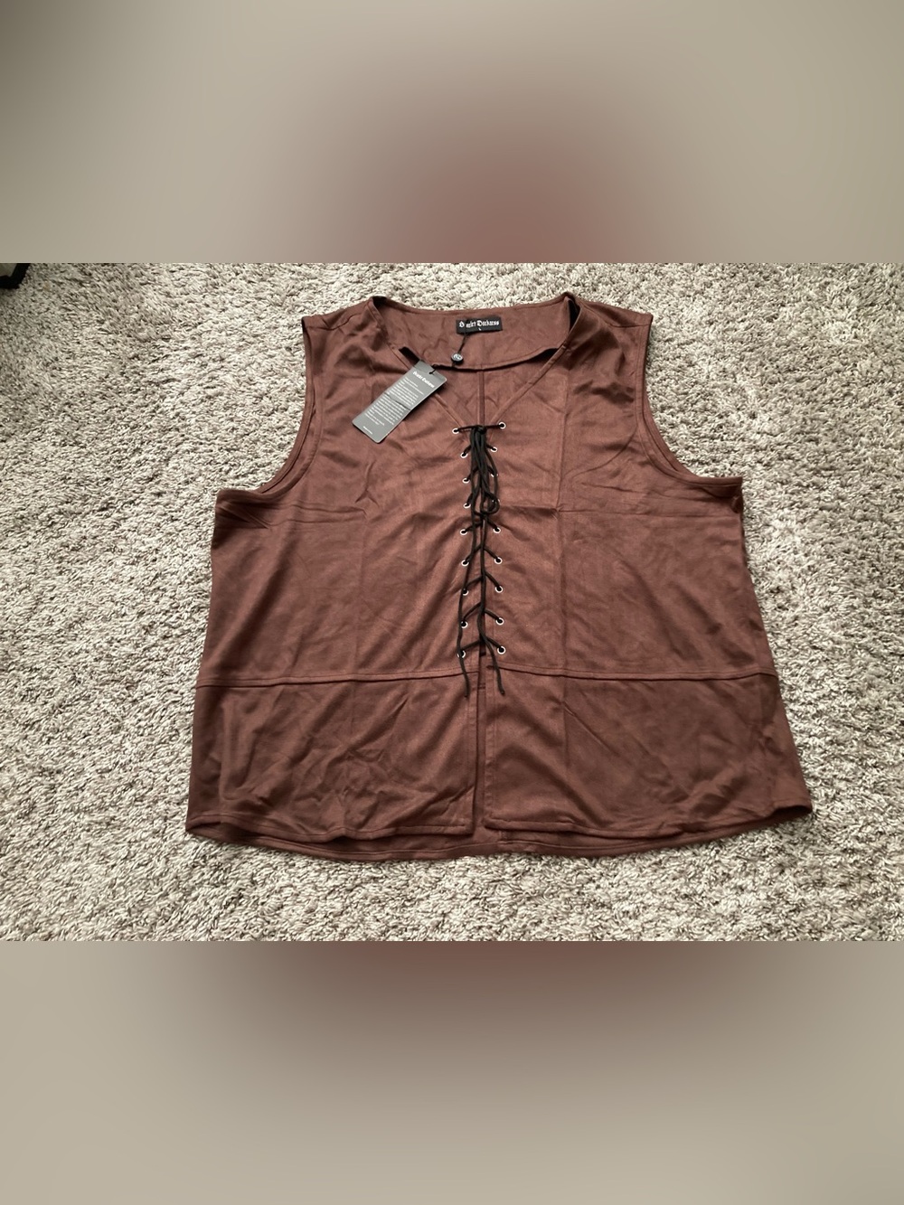 Scarlett Darkness Lace Up Vest Faux Suede Renaissance Steampunk Womens L NWT